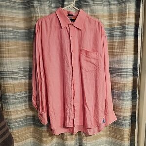 Tommy Hilfiger Men's Linen Casual Pink Button-Down Shirt